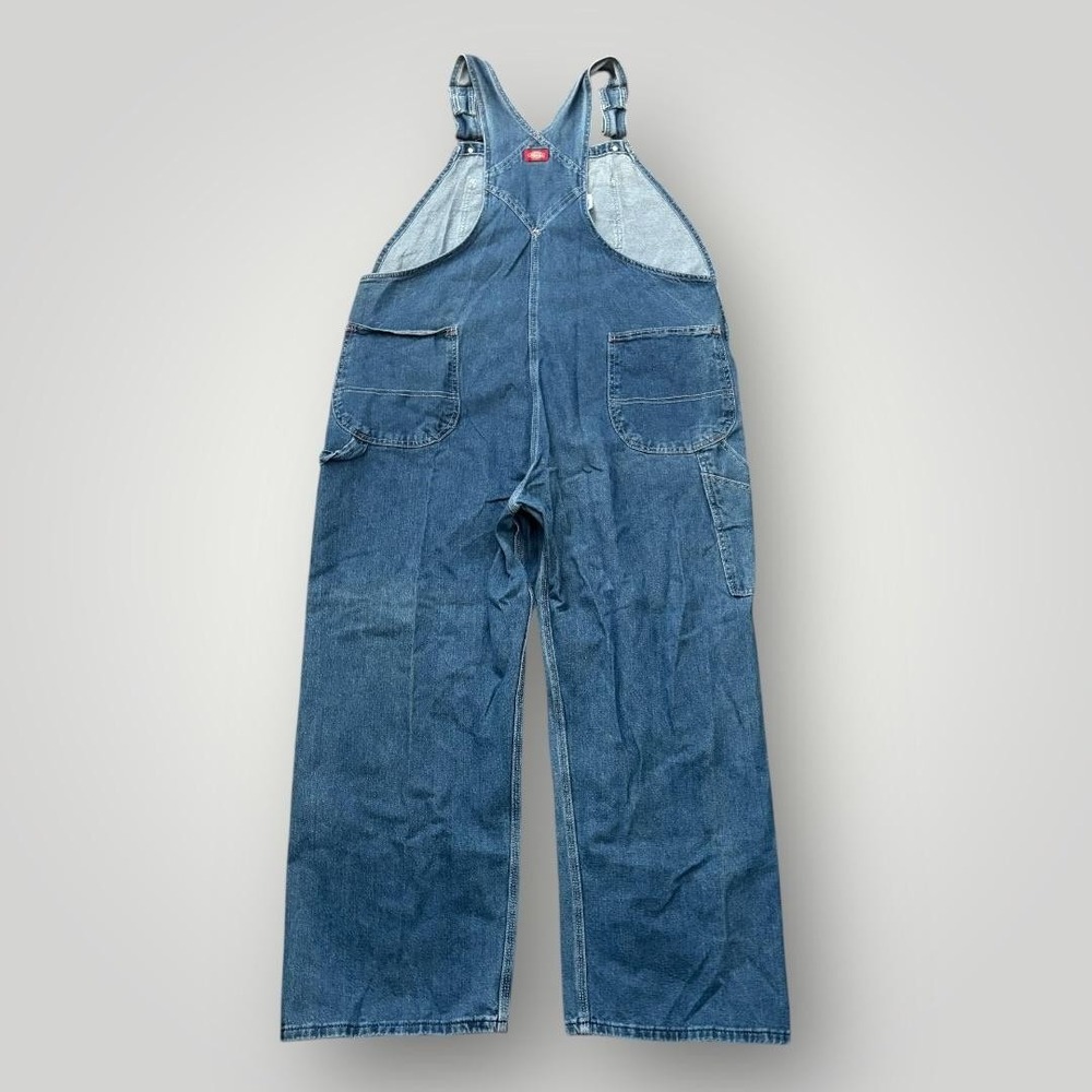 Dickies Overalls Mens 44x30 Blue Denim Bib Relaxed Fit Carpenter Pants Workwear - Picture 2 of 11